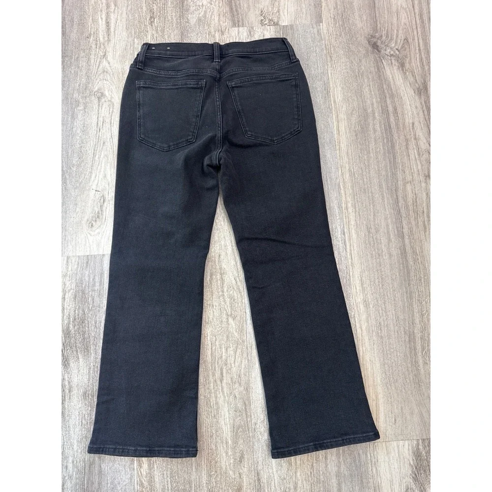 Madewell Mid Rise Kick Out Jeans Blakc Cropped Flare Petite 27 Petite